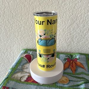 Customized Floral Yellow Bus Driver 20 oz
Skinny Tumbler Plastic Lid Str…